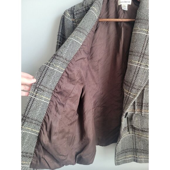 VINTAGE Barry Bricken Wool Plaid Blazer Cropped Fitted Size 12 - Picture 7 of 7